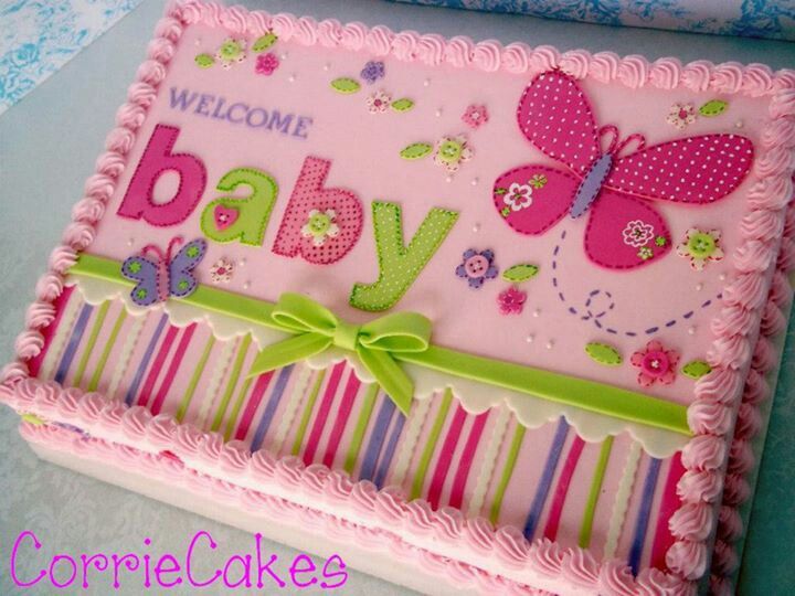 11 Photos of Welcome Baby Girl Sheet Cakes