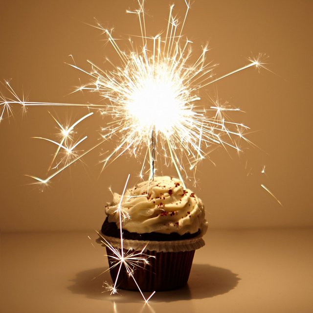 Happy Birthday Sparkler Cupcake with Candle