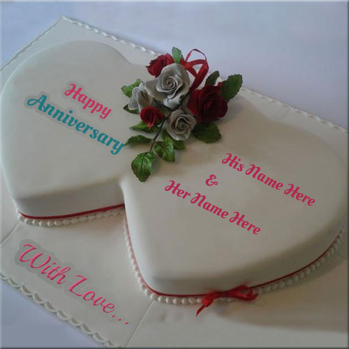 Heart Anniversary Cake White