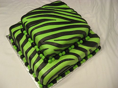 Lime Green and Black Zebra Cake