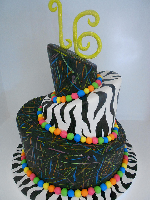 Neon Sweet 16 Birthday Cakes