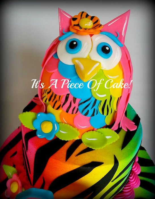 Neon Zebra Print Birthday Cake