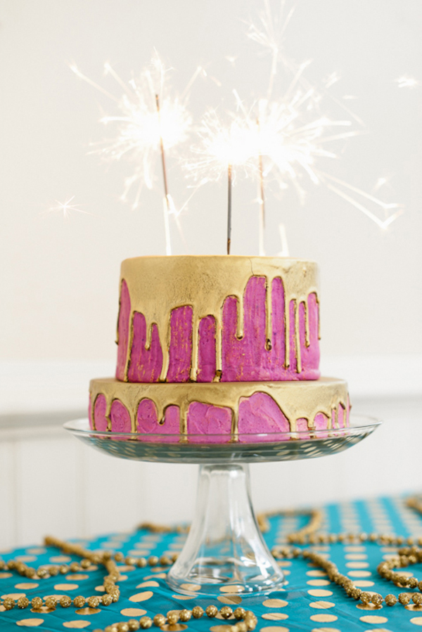 Pink and Gold Birthday Cake