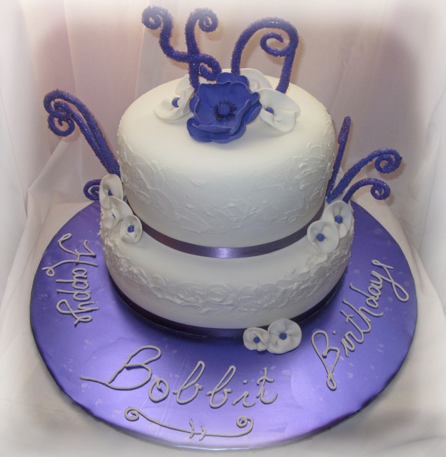 Purple and White Birthday Cake