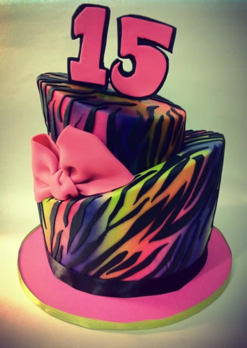 Rainbow Zebra Print Cake