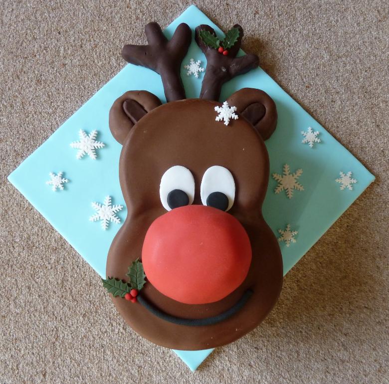 Rudolph Red Nose Reindeer Cake