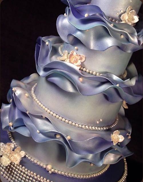 Ruffles & Pearls Wedding Cake