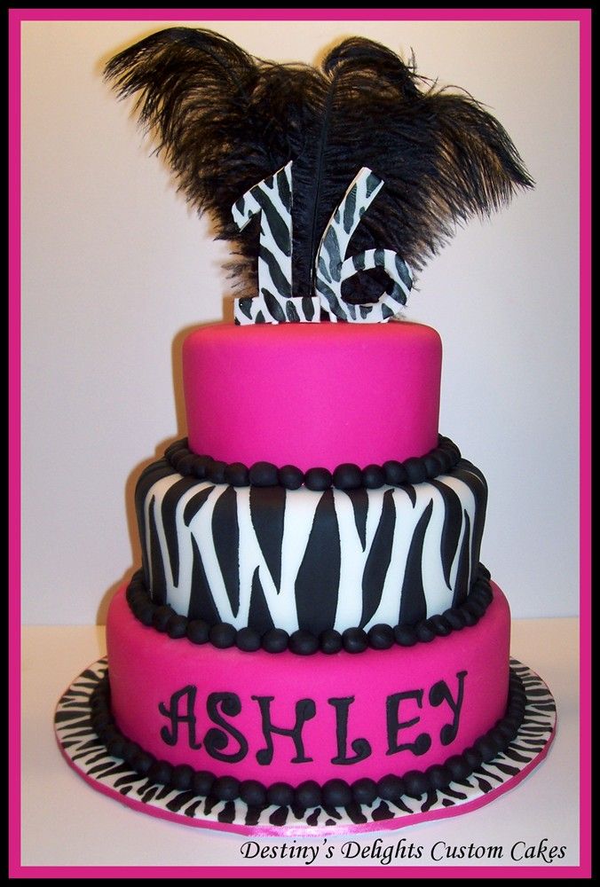 Zebra Print Birthday Cake