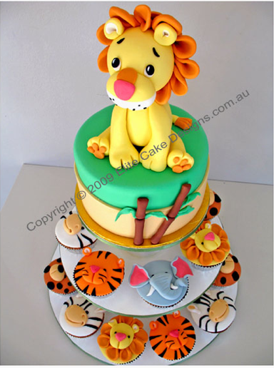 Zoo Animal Cupcakes Birthday Cake