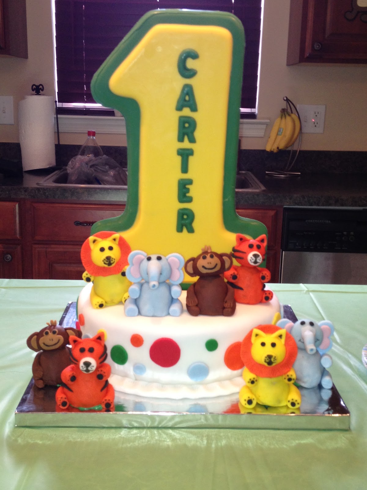 Zoo Animal First Birthday Cake