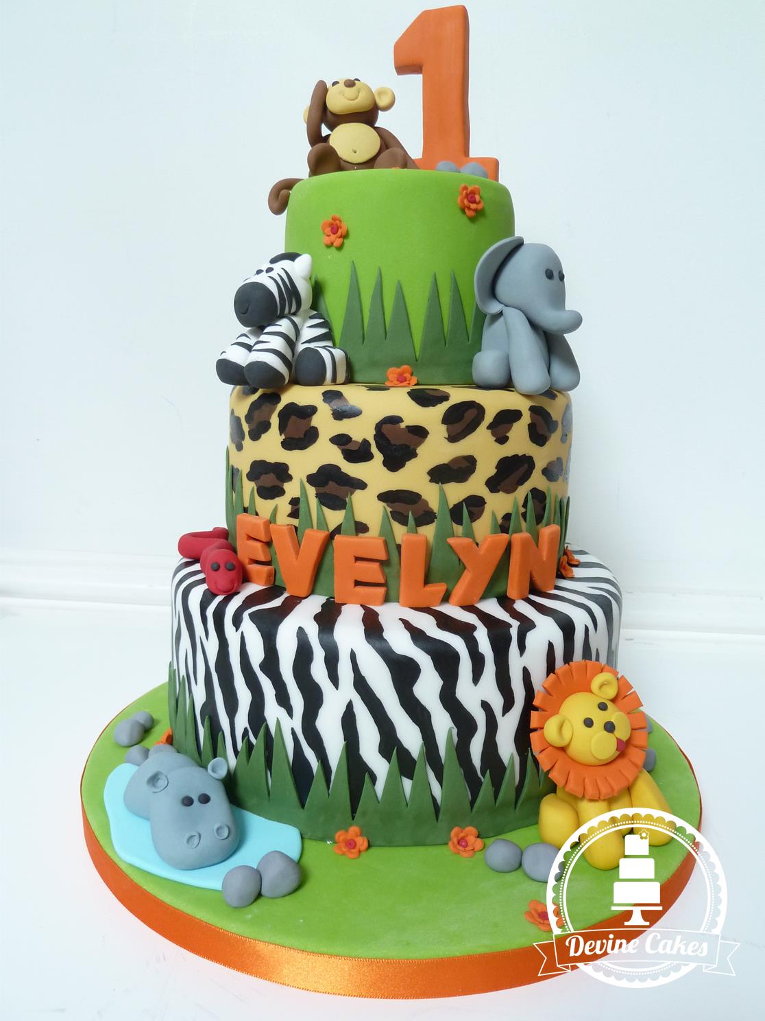 Zoo Animal First Birthday Cake