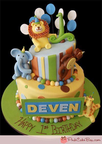 Zoo Animals Birthday Cake