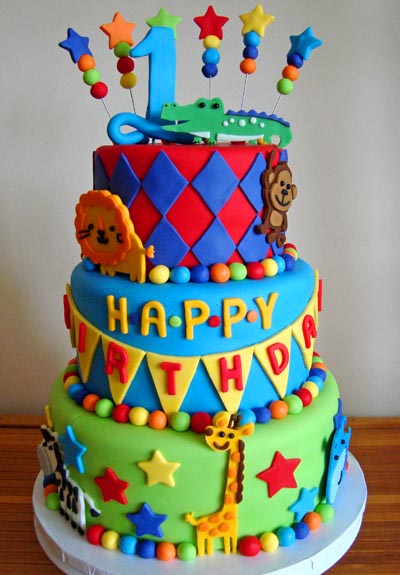 Zoo Animals Birthday Cake