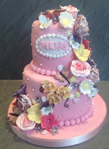 2 Tier Birthday Cake with Flowers