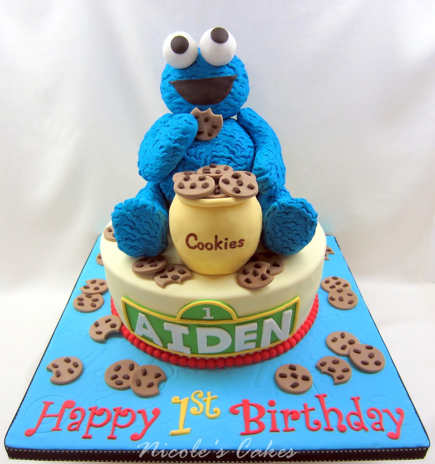 Baby Cookie Monster First Birthday Cake Ideas