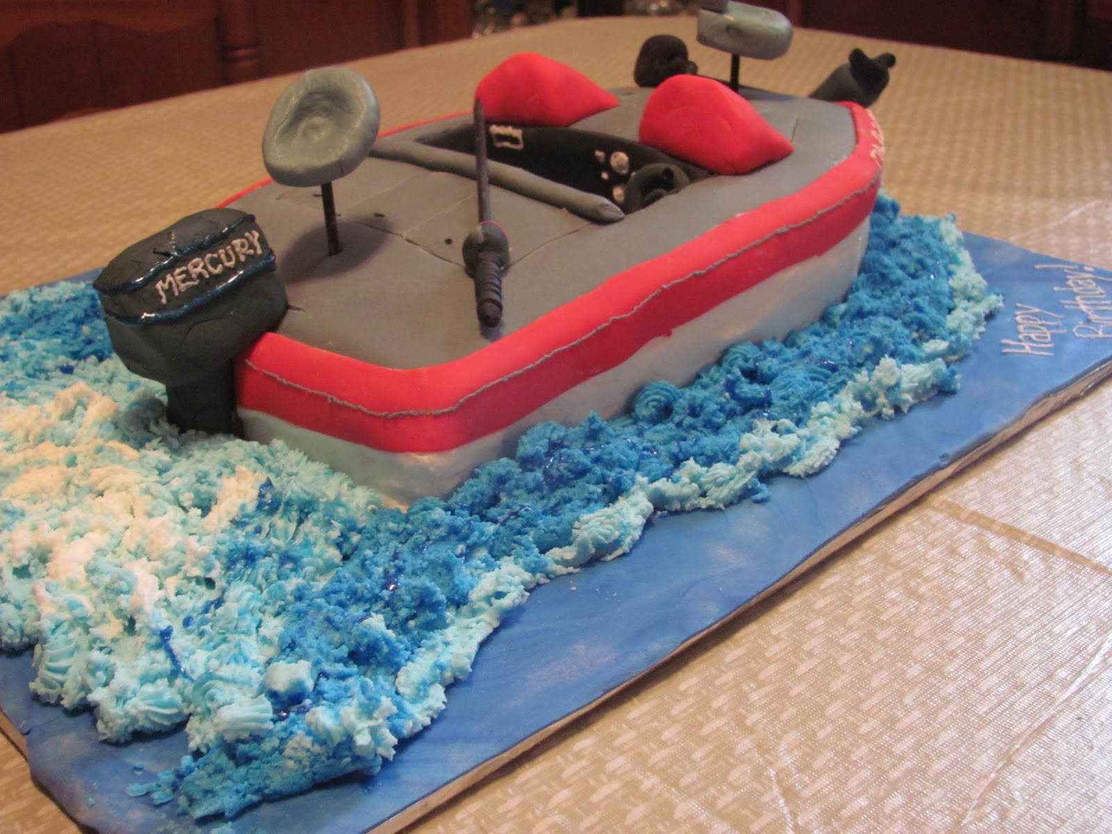 Bass Boat Birthday Cake