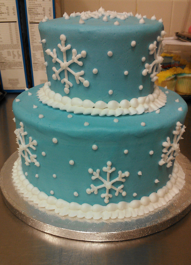 Birthday Cake with Snow Flakes