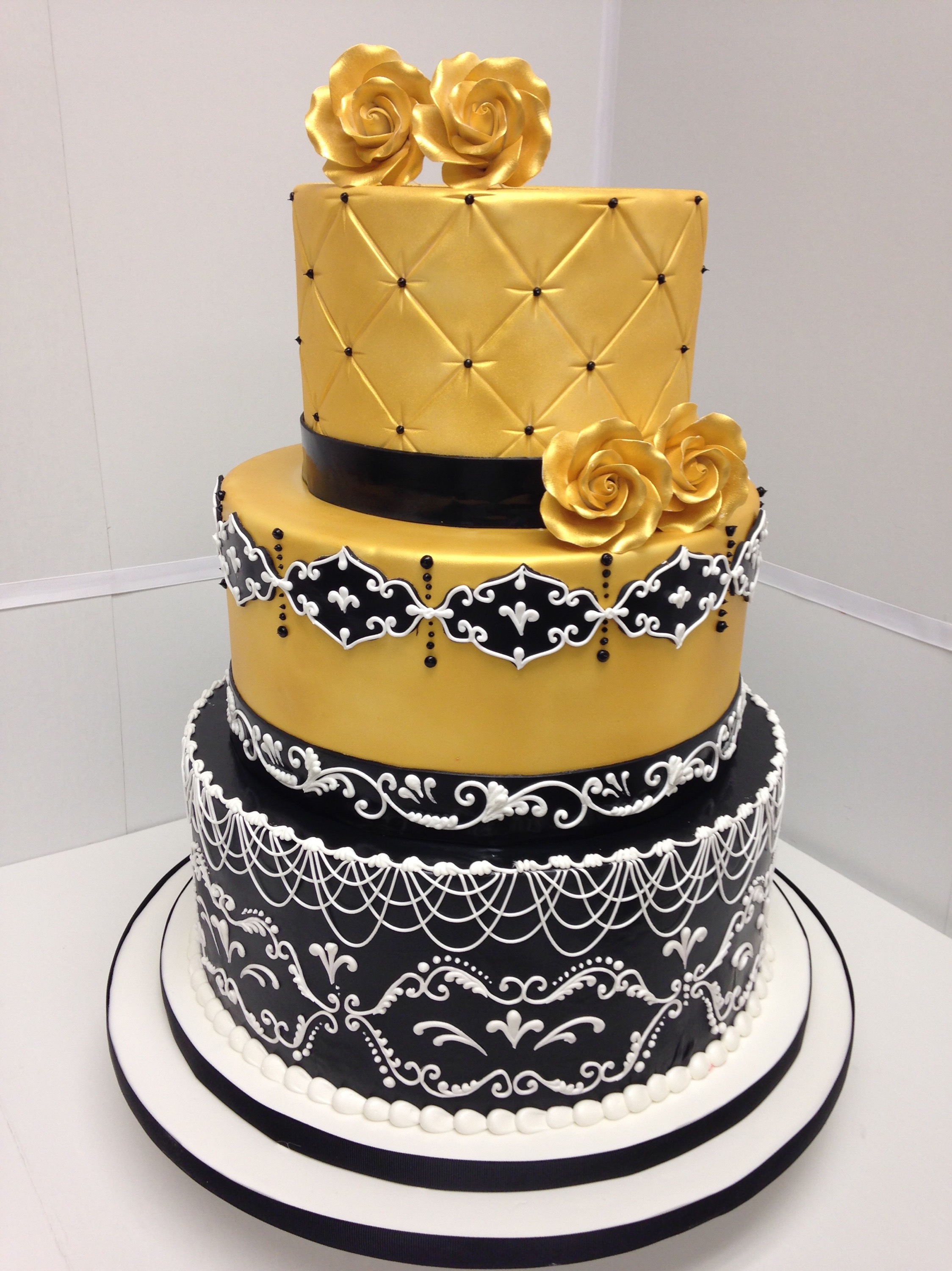 Black White and Gold Sheet Cakes