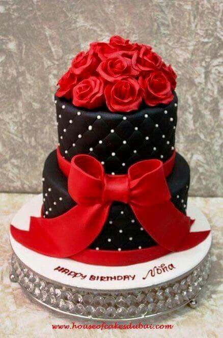 Black with Red Roses Cake