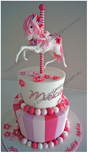 Carousel Horse Christening Cake