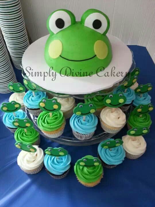 8 Photos of Frog Birthday Cakes And Cupcakes