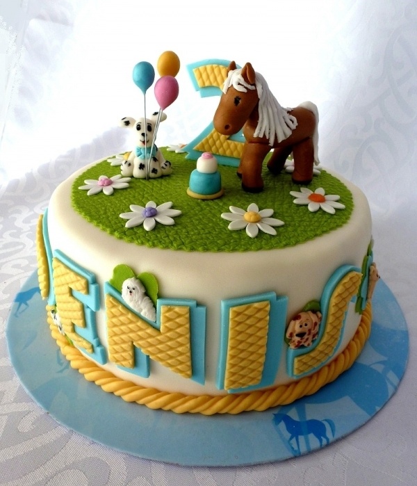 Horse and Dog Birthday Cake