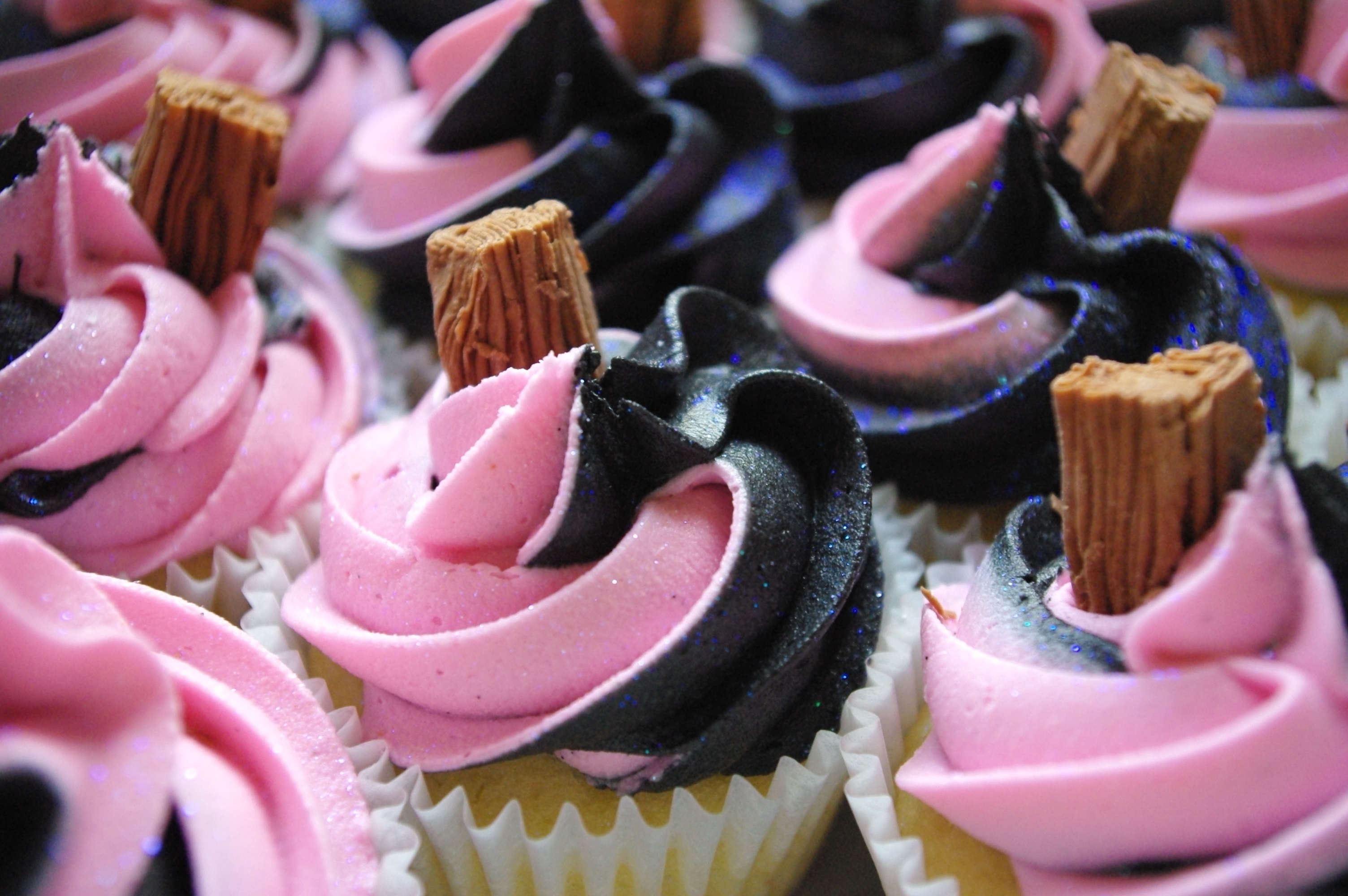 Hot Pink and Black Cupcakes