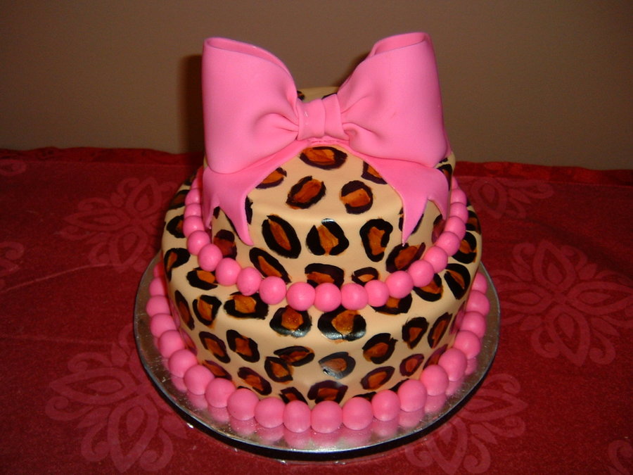 Leopard Print Birthday Cake