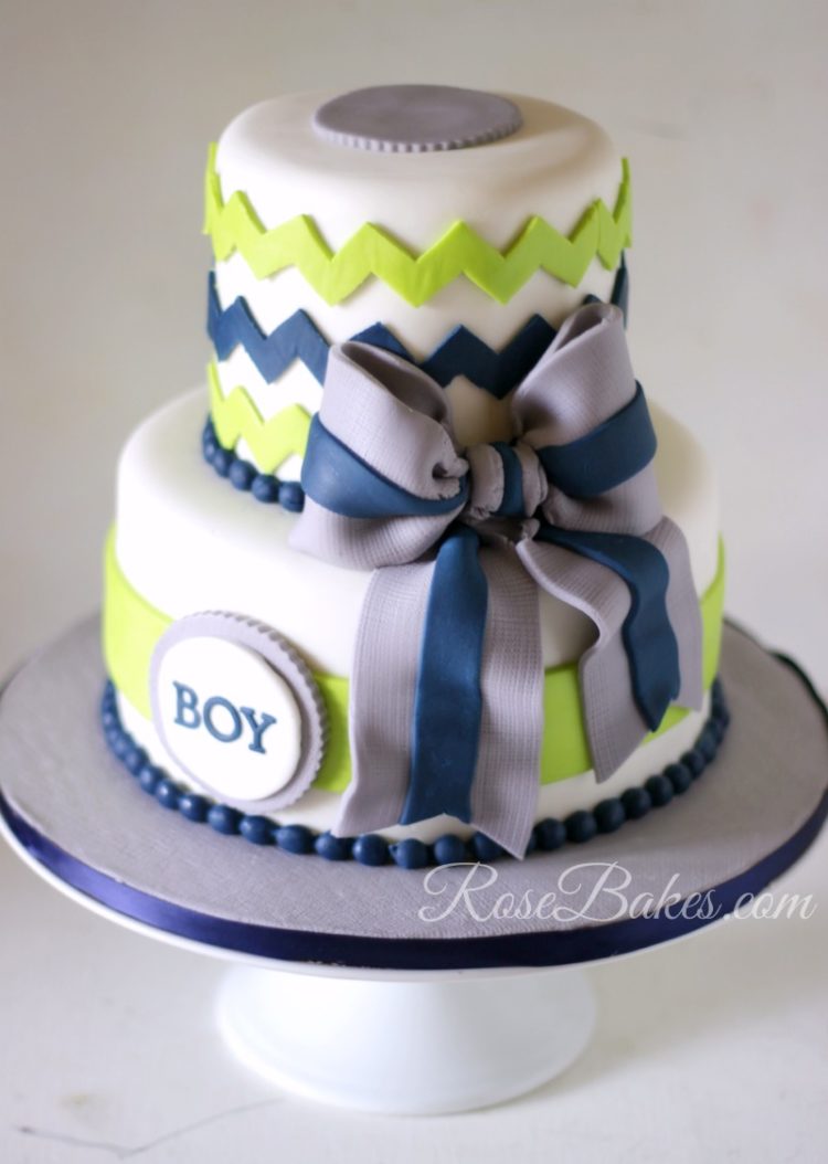 Navy and Lime Green Baby Shower Cake