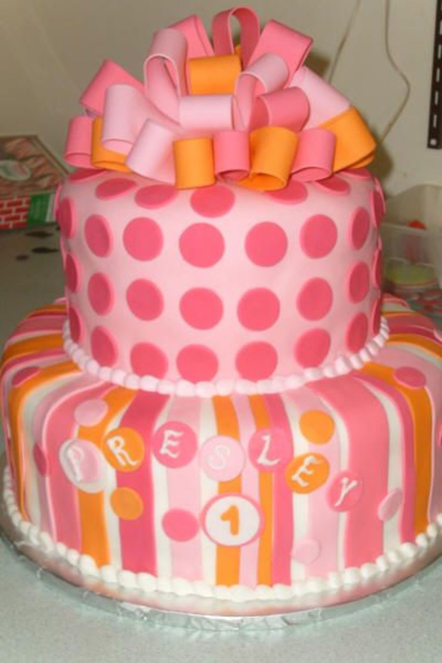 Orange and Pink Birthday Cake