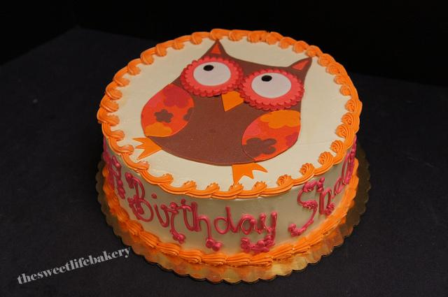 Orange Owl Birthday Cake