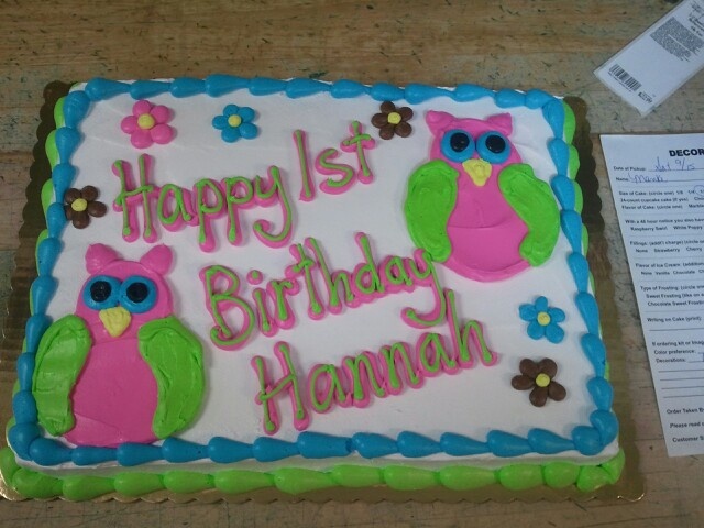 Owl Birthday Sheet Cake