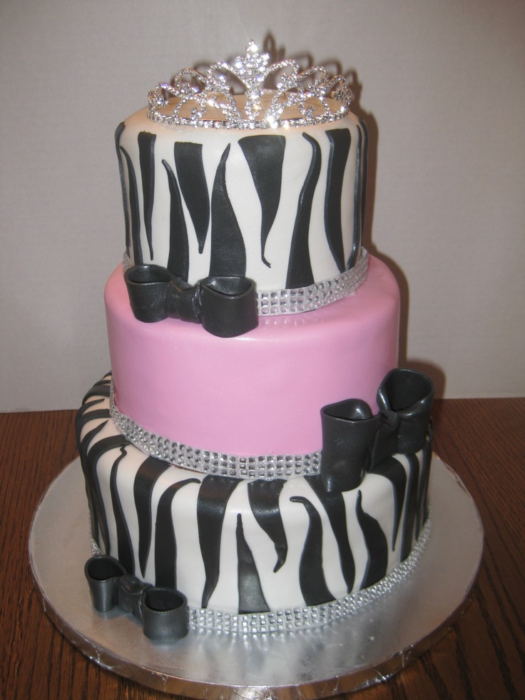 Pink and Zebra Print Baby Shower Cake