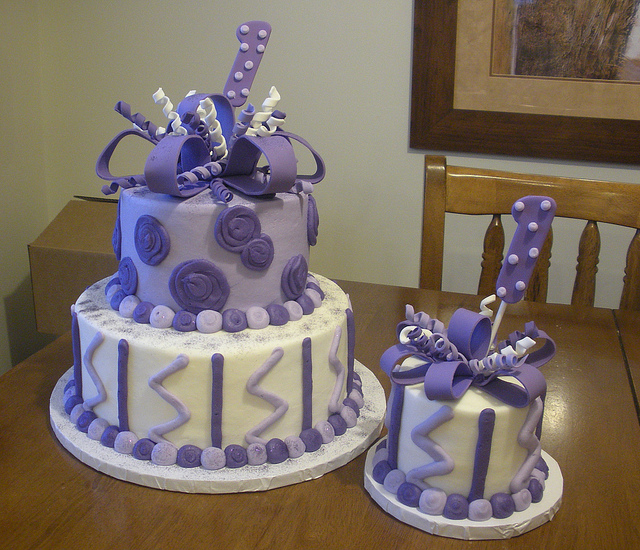 Purple 1st Birthday Cake