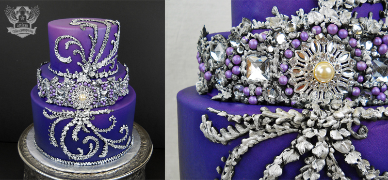 Purple and Silver Wedding Cake Bling