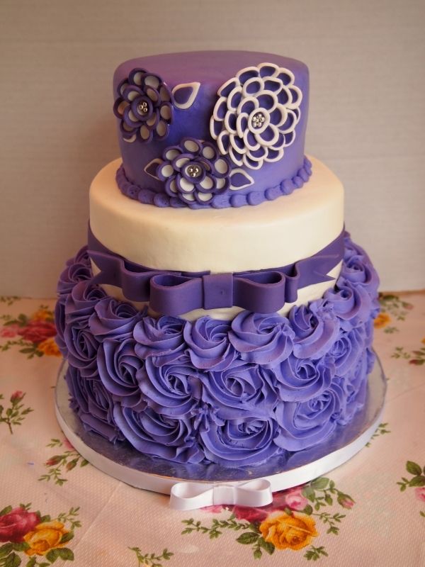 Purple and White Birthday Cake