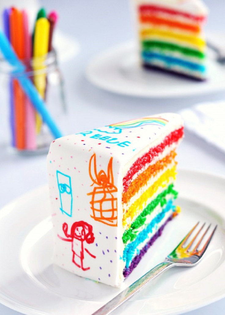 Rainbow Doodle Birthday Cake