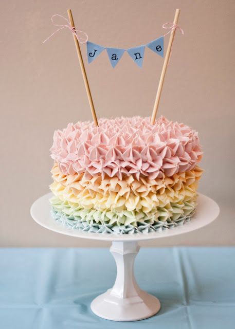 Rainbow First Birthday Cake