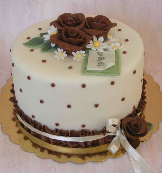 Round Birthday Cake with Flowers