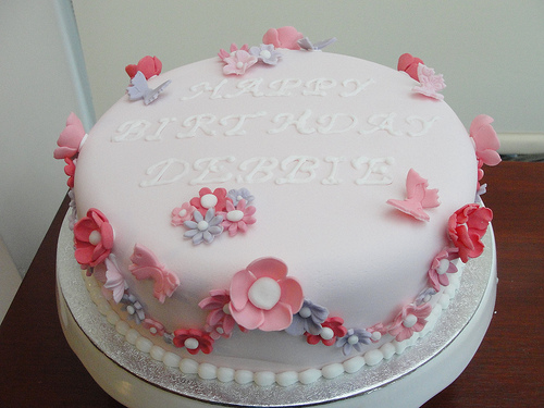 Simple Birthday Cake with Flowers