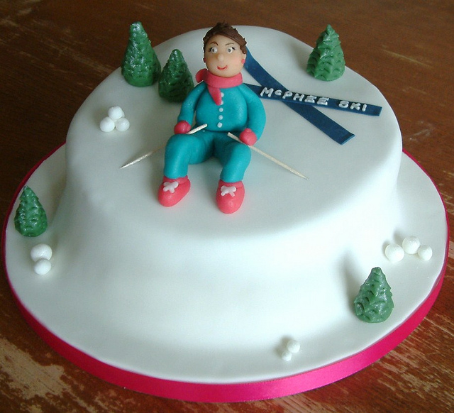 Snow Skiing Birthday Cake