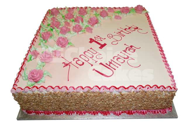 Square Birthday Cakes with Flowers