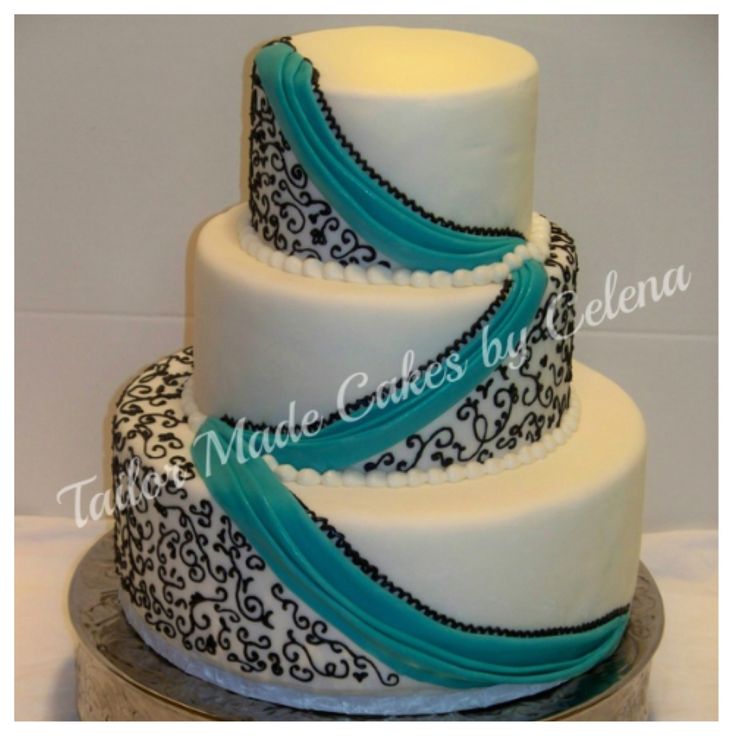 Turquoise Black and White Wedding Cakes