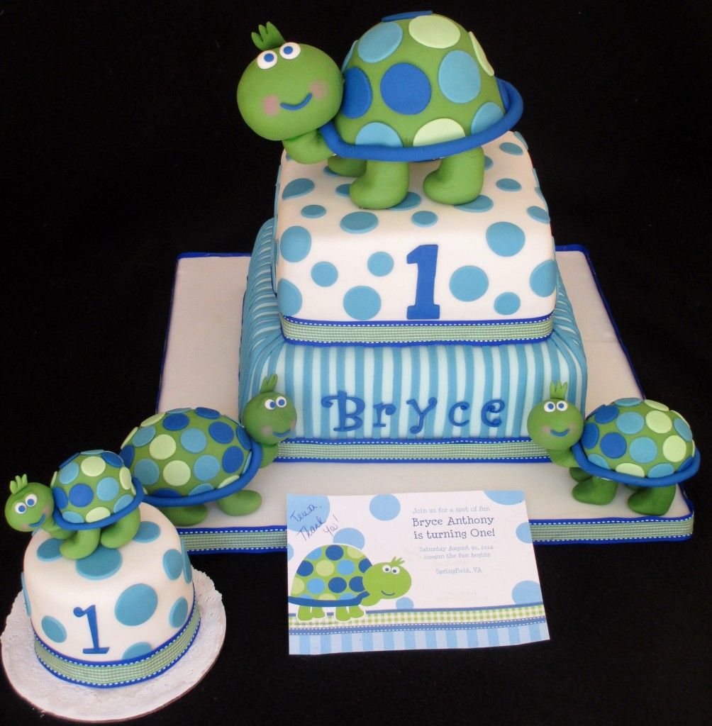 Turtle 1st Birthday Cake