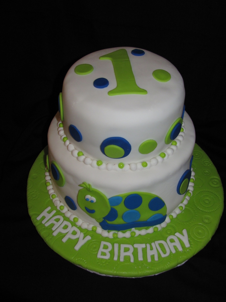 Turtle First Birthday Cake