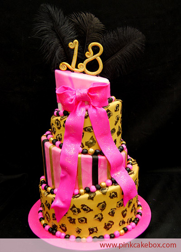 18th Birthday Leopard Print Cake