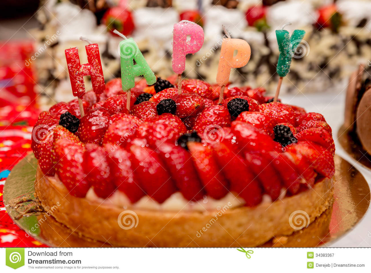 Birthday Cakes Decorated with Strawberries