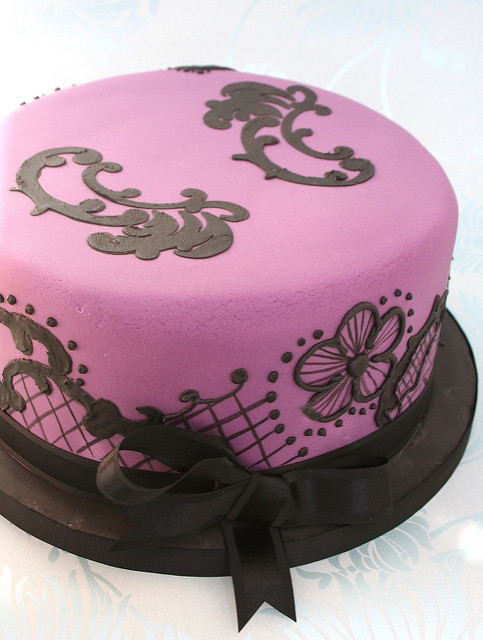 Black and Purple Birthday Cake