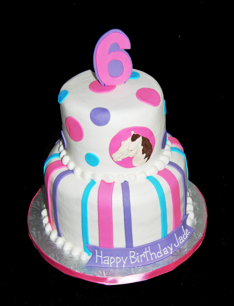 Blue Purple and Pink Birthday Cake