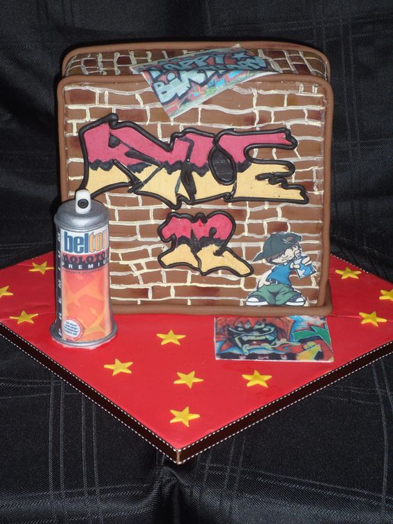 Brick Wall Graffiti Birthday Cake